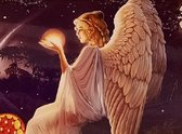 Diamond painting  Engel met licht 40 x 50 cm volledige bedrukking ronde steentjes direct leverbaar - angel - engel - fee- sterren - maan - licht - mooie vrouw - beauty women