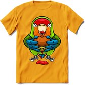 Lekkerbek papegaai T-Shirt Grappig | Dieren vogel agapornis Kleding Kado Heren / Dames | Fastfood Cadeau shirt - Geel - XL