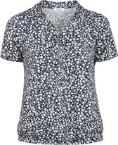 Paprika Dames T-shirt in tricot met een bloemenprint en een ritshals - T-shirt - Maat 54