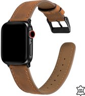 Q-DESYN® Apple Watch bandje - Leer - 42 mm - 44 mm - 45 mm - Bruin