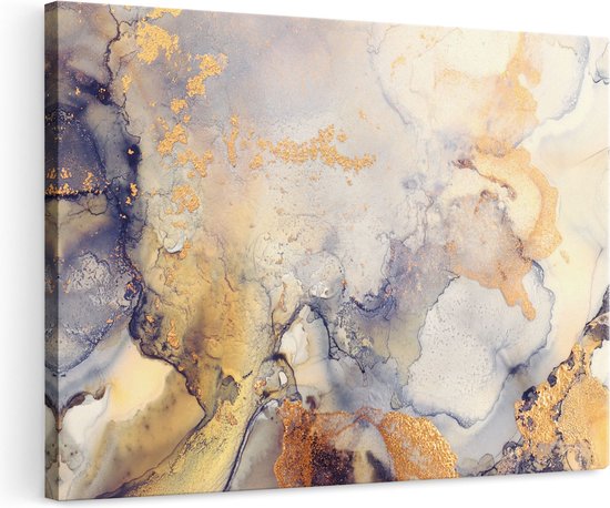 Artaza - Canvas Schilderij - Abstracte Kunst - Zwart Grijs Goud - Foto Op Canvas - Canvas Print