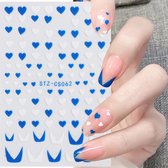 PRO-Deals | Nagelstickers | Tijdelijk x 2 | Unieke Nagel Stickers | Hartjes Blauw Wit | Nail Art 3D Stickers | Nagelstickers | Nagel Decoratie | 2 x Nagelstickers Vel | Nagelplakke