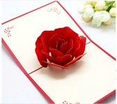 Pop-upkaart liefde "3D Roos" – Valentijnsdagkaart -Verjaardagskaart- Huwelijkskaart voor vrouwen en mannen, wenskaart met roos - romantische liefdeskaart voor een bruiloft of jubil