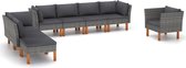 8-delige Loungeset poly rattan en eucalyptushout grijs