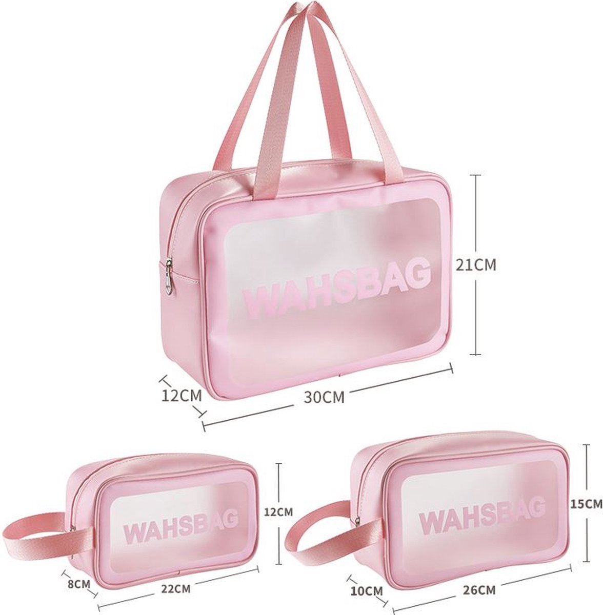 4 stuks doorzichtige toilettassen, PVC waterdichte reisbenodigdheden, met meerdere maten (S/M/L) voor het organiseren van cosmetica en benodigdheden voor gezinsreizen, TSA-conforme doorzichtige