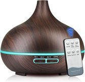 Aroma Diffuser 550ML met Afstandsbediening - luchtbevochtiger - Verdamper - Aromatherapie - Geurverspreider - Donkerbruin