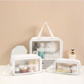 Stuks toilettassen-3 in1 waterdichte toilettas- make-up organizer tas -doorzichtig lederen toilettas -make-up tas- cosmetische opbergzakken voor vrouwen reizen zakelijke badkamer-W