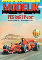 bouwplaat/modelbouw in karton Ferrari F-2007, schaal 1:25