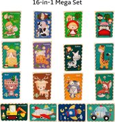 Houten Puzzel - Dubbelzijdige Kinderpuzzels - Voordeel Set 16-in-1 - Montessori Speelgoed