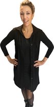 Iz naiz travelstof doorknoop blouse black 3320 maat M