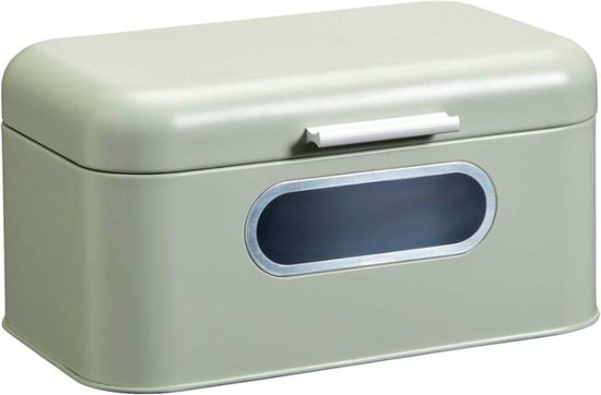 Luxe broodbox met venster – metaal – mintgroen – broodtrommel – keuken accessoire – 30 x 18.5 x 15.5 cm