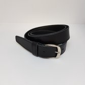 Broekriem zwart 105 cm 100% echt leder dames/ heren riem gesp zilver