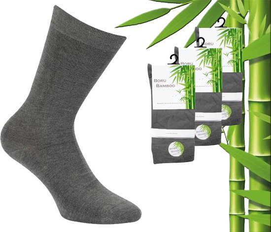 3 Paar Boru Bamboo Sokken - Bamboe - Grijs Melange - Maat 43-45