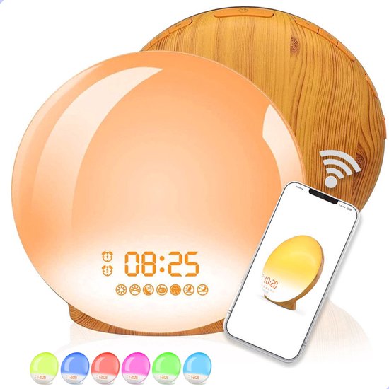 WakeUp Light Wood inclusief handleiding Wekkerradio Zonsondergang