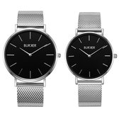 BURKER Adam & Eve - Koppelhorloge Zilver Zwart - 41/36 mm