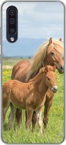 Geschikt voor Samsung Galaxy A50 hoesje - Paarden - Veulen - Berg - Siliconen Telefoonhoesje
