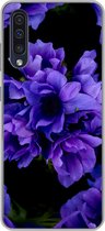 Geschikt voor Samsung Galaxy A50 hoesje - Patroon - Bloemen - Paars - Siliconen Telefoonhoesje