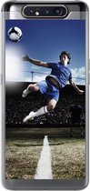 Geschikt voor Samsung Galaxy A80 hoesje - Voetballer doet een volley - Siliconen Telefoonhoesje