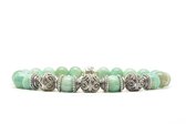 Beaddhism - Armband - India - Triple Kashmir Caps - Zilver - 8 mm - 19 cm