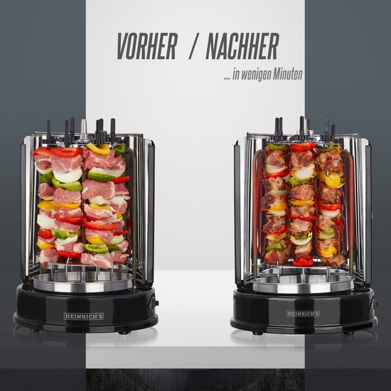 Rôtissoire Multi-grill Verticale - Kebab, rotation à 360°, acier inoxydable  Bomann Noir/Gris 1400 DVG 3006