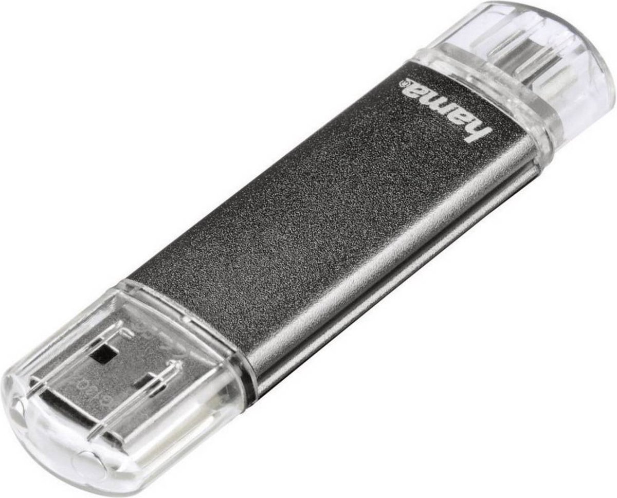 Hama FlashPen Laeta Twin USB-stick smartphone/tablet Grijs 64 GB USB 2.0, Micro-USB 2.0