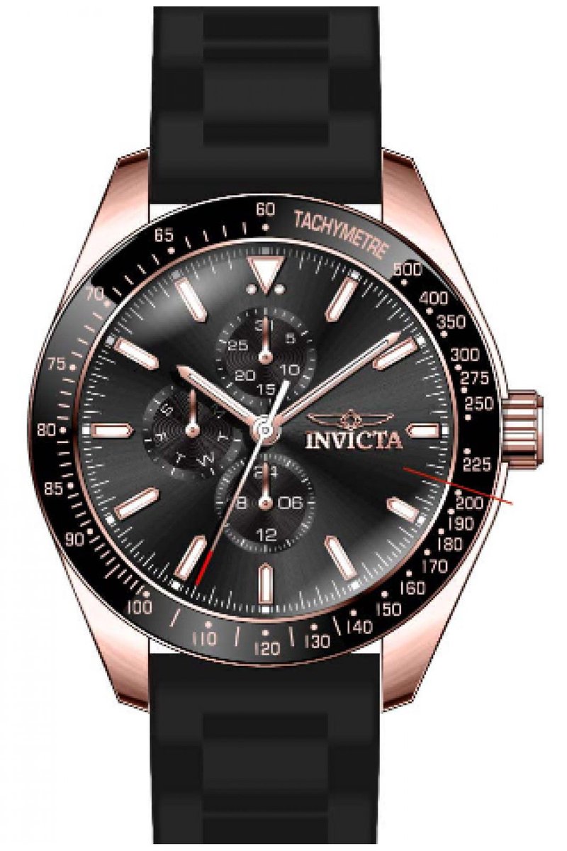 Invicta Aviator 38407 Heren Horloge - Waterdicht - Analoog - Quartz Uurwerk - Roestvrij Staal met zwarte Wijzerplaat - 45mm