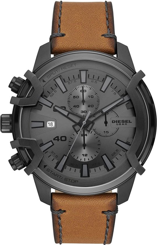 Diesel Griffed DZ4569 Horloge - Leer - Bruin - Ø 48 mm | bol.com