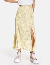 TAIFUN Dames Lange rok met zoomsplit EcoVero Oatmeal gemustert-44