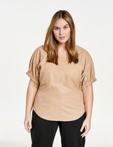 SAMOON Dames Blouseachtig shirt van vegan leather Light Tannin Brown-44