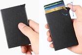 Wallet uitschuifbare Pasjeshouder Aluminium Creditcardhouder Card Protector Anti-Skim/ RFID Card 7 Pasjes – Zwart