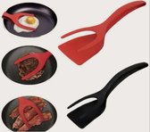 2 in 1 Grip en Flip spatel - Rood - Siliconen Spatel - Keukengerei - Koken - Ei Spatel - Vis en Vlees - Grillen - Bakken - 30,5 x 8.5 cm