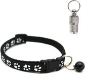 Kattenhalsband met adreskoker en belletje - Verstelbaar - 19 / 32 cm - Kattenbandje - Halsband kat - Cat - Kitten - Katten halsband - Zwart
