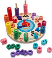 Hi!Leon® Montessori 2-in-1 speelgoed vanaf 3 jaar voor fantasiestimulerend spelen en cijfers leren, waldorp speelgoed, leerklok kinderen, houten speelgoed vanaf 3 jaar, tellen vanaf 3 jaar