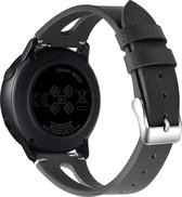 Smartwatch bandje - Geschikt voor Samsung Galaxy Watch 5 (incl. Pro) en Galaxy Watch 4, Watch 3 41mm, Active 2, 20mm horlogebandje - PU Leer split - Fungus - Zwart