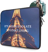 Slieves - Laptophoes It's never too late to start living - 14 inch - Laptop Sleeve - Schok Resistent - Neoprene - (Spat) Waterdicht