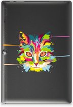 Hoes Lenovo Tab 10 | Tab 2 A10-30 Tablet Siliconen Backcover Cat Color met transparant zijkanten