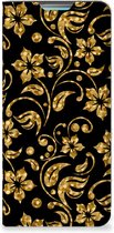 Bookcase Cadeau voor Oma Geschikt voor Samsung Galaxy A53 Telefoonhoesje Gouden Bloemen