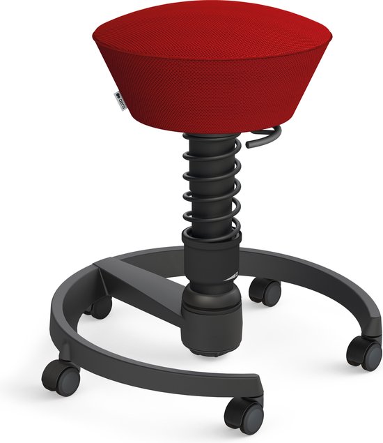 Aeris Swopper - ergonomische bureaukruk - zwart onderstel - rode zitting - zachte wielen - mesh - standaard