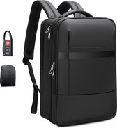 Tigernu Gadget laptop rugzak t/m 15,6 inch - anti diefstal rugzak - schooltas - waterafstotend - zwart - INCLUSIEF regenhoes en cijferslot