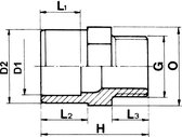 VDL Puntstuk buitendraad 16mm x 20mm x ⅜''