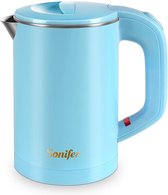 Sonifer Mini Waterkoker - Reis Waterkoker - 0.6L - Voor Onderweg - Op Reis Waterkoker - Reizen - Draadloos - Draagbaar - Klein - Blauw