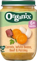 6x Organix Biologische Wortel, Witte Bonen & Rund 6+ mnd 190 gr