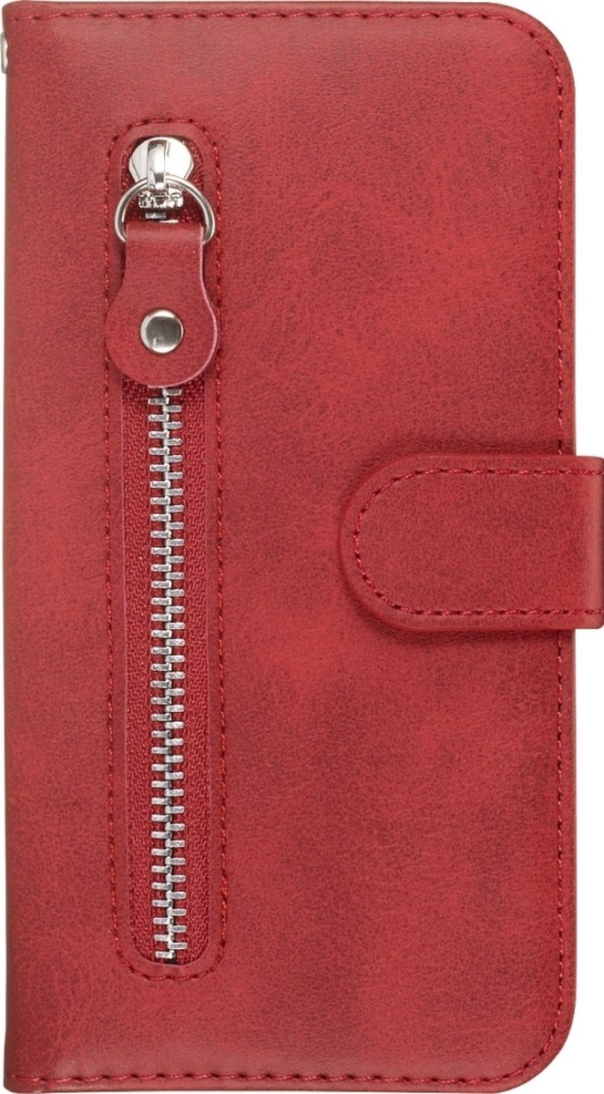 Mobigear Telefoonhoesje geschikt voor Samsung Galaxy S20 Hoesje | Mobigear Zipper Bookcase Portemonnee | Pasjeshouder voor 3 Pasjes | Telefoonhoesje voor Pinpas / OV Kaart / Rijbewijs - Rood
