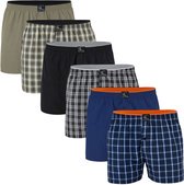 2 pack heren boxershorts met knoop - Marineblauw/Ruit - Maat XL