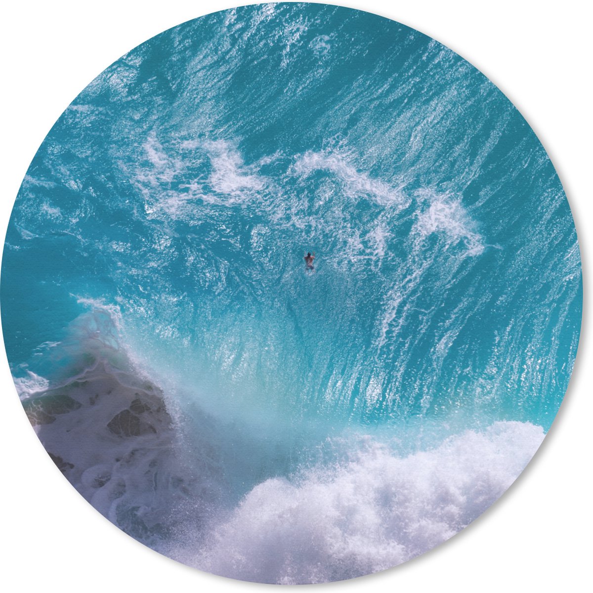 Muismat rond 40x40 cm - Mousepad Blauwe golven bij Kelingking Beach in Indonesië - Ronde muismatten