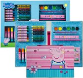 Peppa Pig kleurkoffer 100 stuks - Peppa Pig tekenset - Tekenen - 100-delige kleurkoffer - Kleurkoffer - Peppa Pig tekenset - Stiften set - Kleurpotloden set - Waterverf set