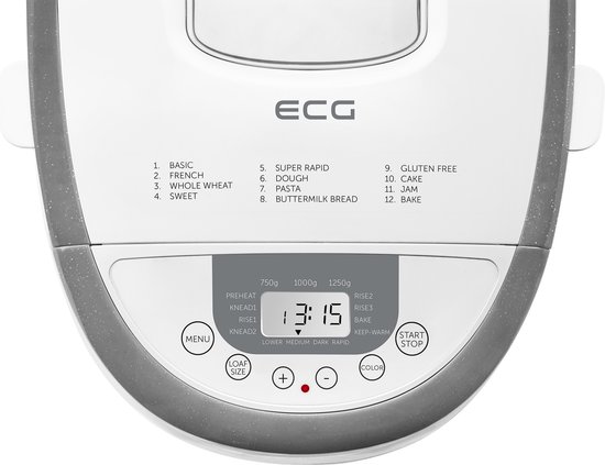 ECG PCB 82120, Broodbakmachine, 12 bakprogramma's, 850W - ECG