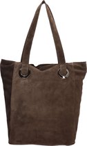 Charm - Leren Suede Shopper - Donkerbruin