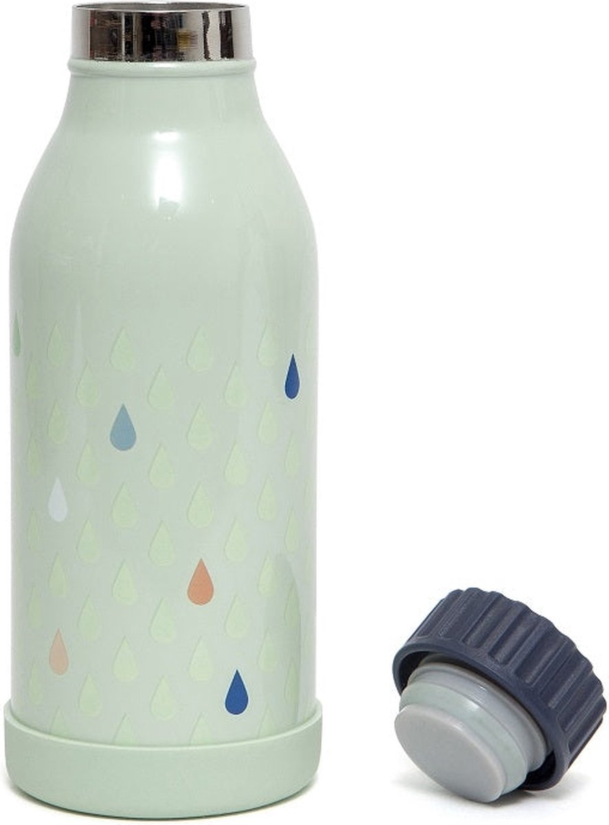 Petit Monkey Thermosfles RVS Drops Green