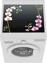 Wasmachine beschermer mat - krullende roze orchideeën - Breedte 55 cm x hoogte 45 cm